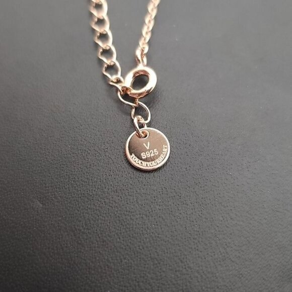 Rose Gold-Plated Silver Flower Pendant Necklace With CZ Center (NWOT) - Picture 5 of 6